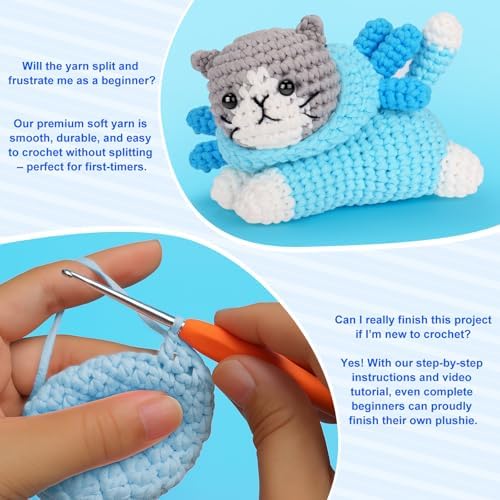 Crochet Kit for Beginners, Axolotl Beginner Crochet Kit for Adults Kid