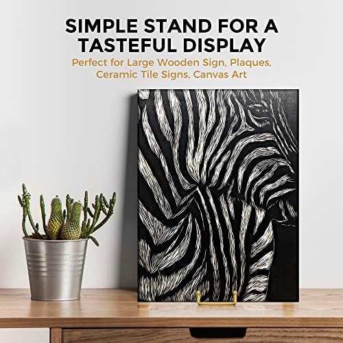TR-LIFE 8 Inch Large Plate Stands for Display - Metal Plate Holder Display Stand + Frame Holder Stand for Picture, Decorative Plate, Platter, Plaques, Book, Photo Easel Tabletop (Gold 2 Pack)