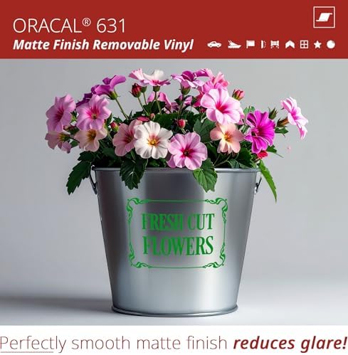 ORACAL 631 Matte Light Green Vinyl Durable Roll Easy to Weed Permanent Adhesive Craft Vinyl for Plotting Machines, Decals & DIY Projects 12” x 15ft + Transfer Tape 12" x 24"