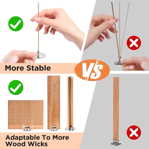 100 Pcs Thickened Wood Wicks, Wood Wicks for Candles Making with Wick Trimmer, Candle Wicks 5.1×0.5×0.04 Inches for DIY Candle-Making, Long Lasting Flame, Easy to Burn (50 Sets)