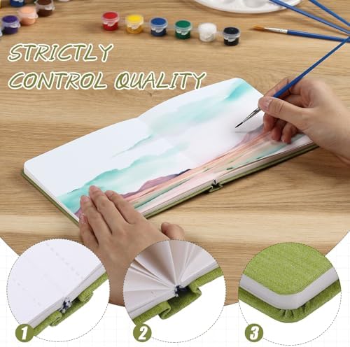2 Pcs 5.5in Watercolor Sketchbook Journal Square Watercolor Notebook Green