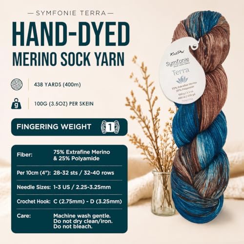 KnitPro Symfonie Fingering Weight Merino Wool Yarn 100g, Cabin in the Woods