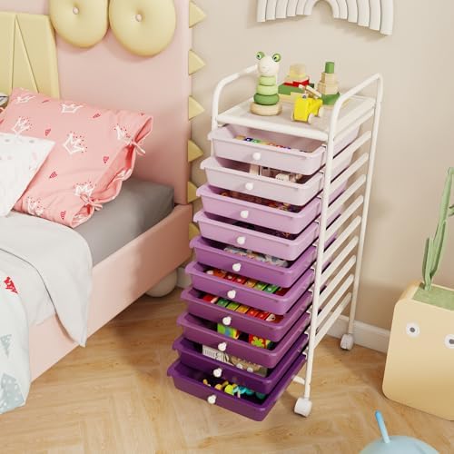 COSTWAY 10-Drawer Rolling Storage Cart, Utility Mobile Trolley