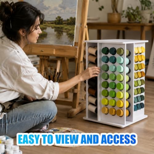 96 Holes Rotating Acrylic Paint Holder Organizer, 360° Paint Bottle Storage Rack for 2 oz Craft Paints, Large Capacity Acrylic Paint Organizer, Space Saving Paint Storage Holder