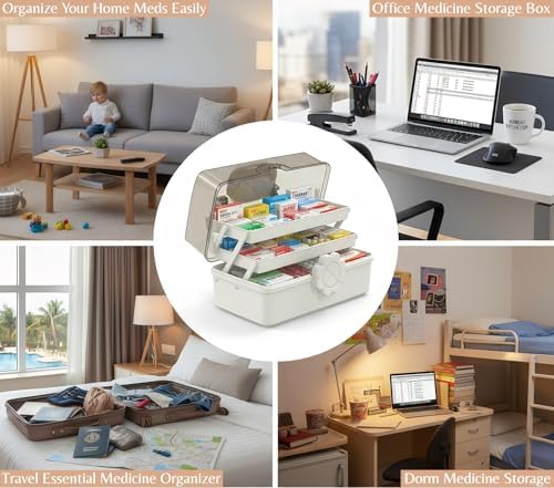 Pulseplay 3-Layer Plastic Art Craft Organizer Storage Box with Handle White