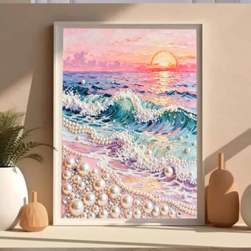 5D Diamond Art Pearl Painting Kits for Adults,DIY Diamond Art Kits for Wave
