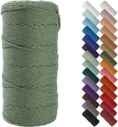 NOANTA Avocado Green Macrame Cord 2mm x 220yards, Cotton Rope Macrame Yarn