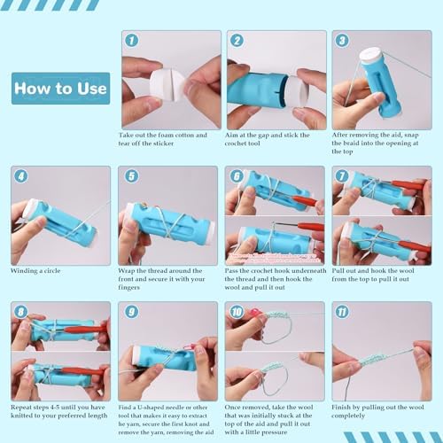 Crochet Loop Guide for Beginners, Crochet Holder with 6 Replaceable Sponges