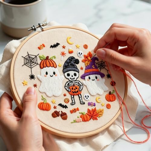 Nuberlic Halloween Embroidery Kit for Beginners Adult