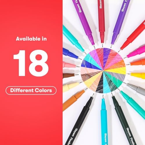 iBayam 18 Colors Fine Point Pens(0.38mm), Cute Office & School Supplies
