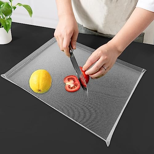 WK Flexible Plastic Cutting Boards Mats with Lip, Foldable Cutting Board for Kitchen Set of 3, Clear Cutting Boards, Nonslip Cutting Mats Sheets, BPA Free, Dishwasher Safe