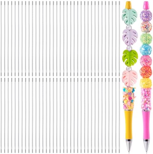 70PCS Beadable Pen Extender Rods, 117mm Beaded Metal Rods, Silver