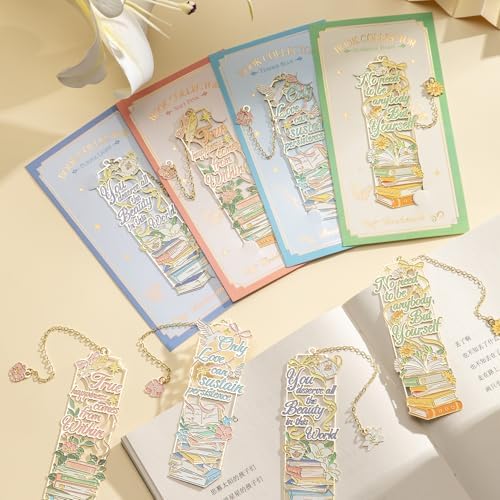 4Pcs Metal Bookmarks Cute Book Mark for Book Lovers Page Tracker Bookmark Supplies Bookmarks for Reading Women