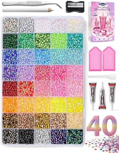 Flatback Rhinestones for Bedazzling Kit with Glue, for Nail Gems and Charms