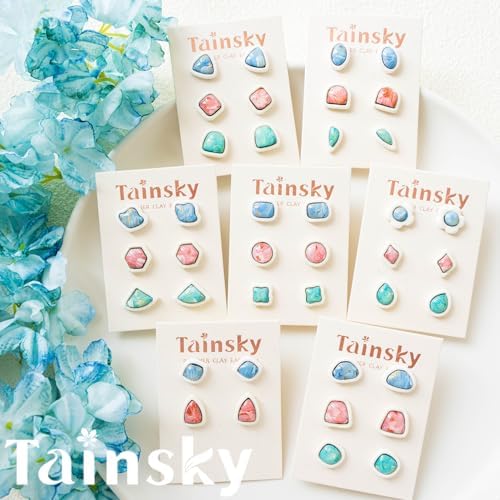 Tainsky 20 Shapes Embedded Polymer Clay Cutters - Gem Studs Clay Jewelry Making Tools, Earring Cutters (Studs)