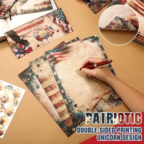 TaoBary 160 Pcs Patriotic Stationery Paper and Envelopes Set, 8.5 x 11''