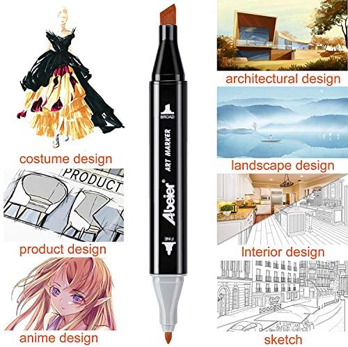 ABEIER 80 Colors Alcohol Based Markers, Dual Tip Drawing Markers Set, plus 1 Colorless Blender Pen, Permanent Sketch Animation Marker for adults, Plumones, Coloring and Artist Illustration