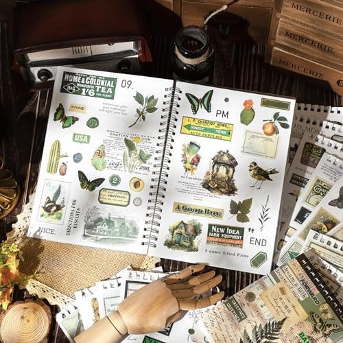476PCS Vintage Washi Sticker Book & Botanical Journaling Stickers | Ideal for junk journaling, planners, scrapbooking & DIY crafts. Residue-free removal, even after long-term use.
