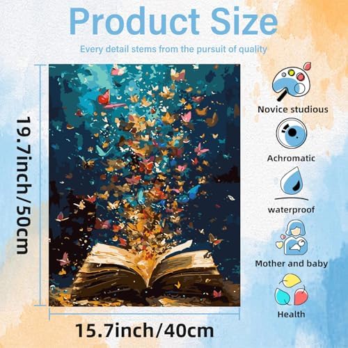 Book Paint by Numbers Kit for Adults Butterfly Paint by Numbers for Adult