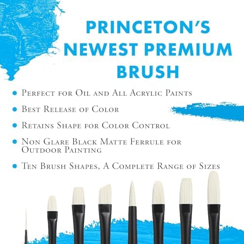 Princeton Aspen Professional Paint Brush Set, 4-Piece Long Handle Synthetic Brushes with Medium-Stiff, No-Shedding Bristles for Acrylic, Oil & Water-Soluble Oil Painting
