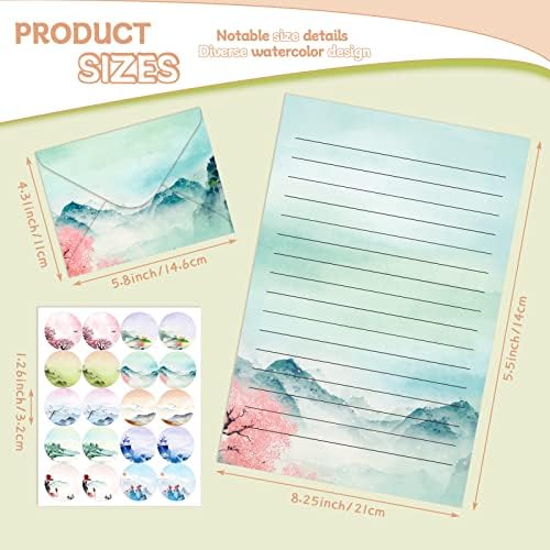 TaoBary 160 Pcs Ink Painting Stationery Paper and Envelopes Set
