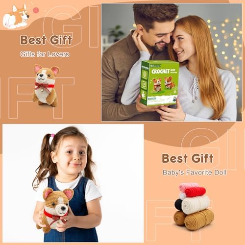 Faircosy Animal Crochet Kit for Beginners: Includes Complete Tools Ample Yarn Step by Step Videos for Teens Adults - Perfect Amigurumi Kit for Indoor Entertainment & Long Journeys