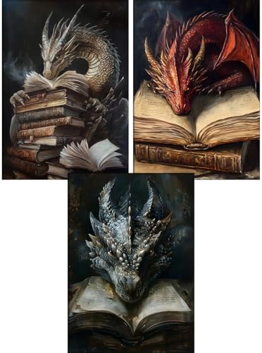GOUOYANA Dragon Diamond Art Kits for Adults-3P Magic Book Diamond,Wall Art