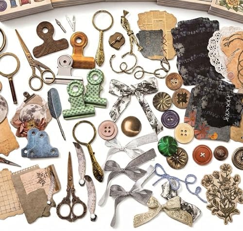 250PCS Vintage Scrapbook Stickers Kit, Ephemera for Junk Journal Supplies