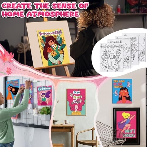 Sherr 140 Pcs 20 Set Pre Drawn Canvas Painting Kit, Feminism