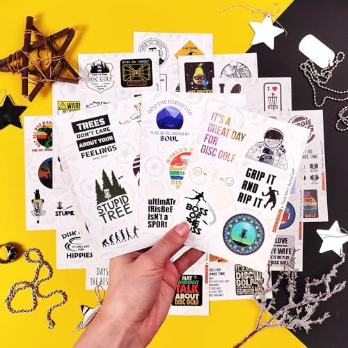 100Pcs Funny Disc Golf Stickers Decals for Water Bottles & Laptop - Disc Golf Party Supplies, Gifts for Women & Men