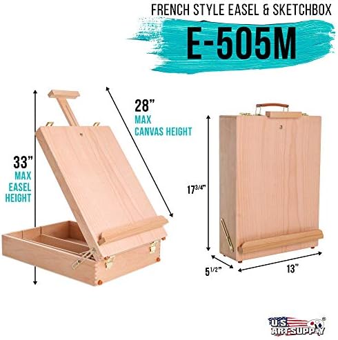 U.S. Art Supply Newport Large Adjustable Wood Desktop Easel