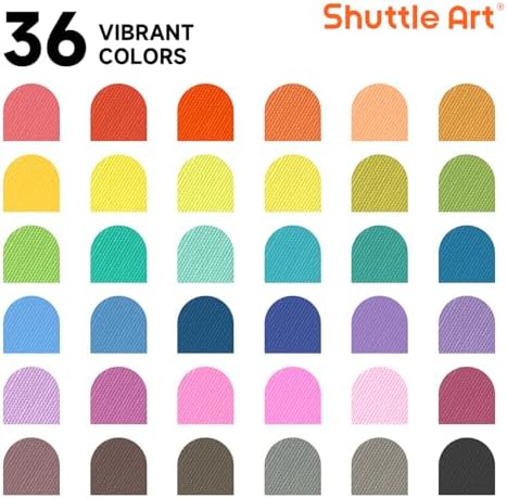 Shuttle Art Fabric Markers, 36 Colors, Fine Tip, with 11 Stencils