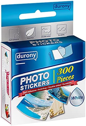 Durony 300 Pieces Photo Sticker White Double-Sided Self Adhesive Photo Tapes for Pictures DIY Photo Album Journal