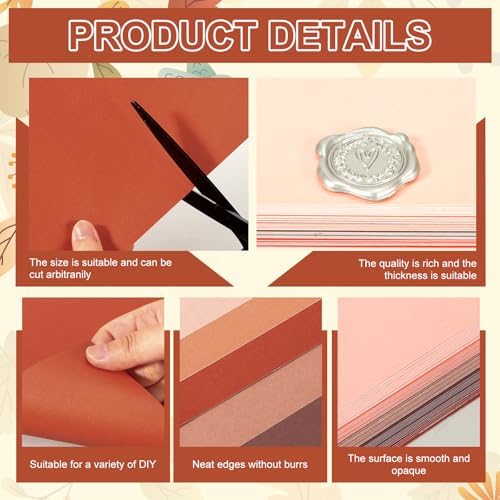 Whaline 50 Sheet 8.5 x 11 Inch Fall Card Stock Thick Paper Cards Terracotta Autumn Thanksgiving Scrapbook Paper for Prints DIY Arts Crafts School Office Home Supplies, 65 LB