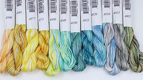 KCS Big skeins of 25 Meters Size 25 Color Variegated Cross Stitch Stranded Threads,12 skeins,04