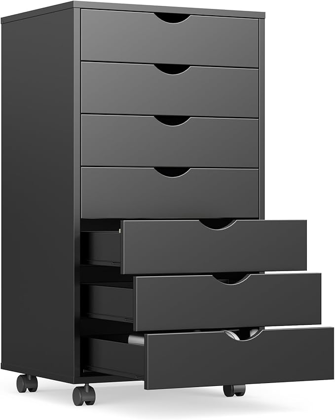 OLIXIS 7 Drawer File Cabinet on Wheels, Printer Stand