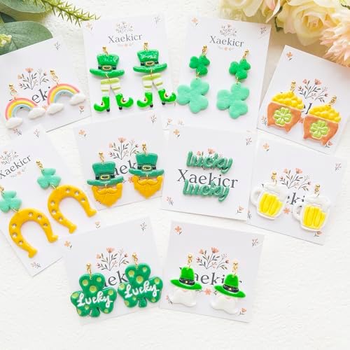 St. Patrick's Day Polymer Clay Cutters Set - 12pcs Lucky Shamrock Leprechaun Shapes for DIY Earring Jewelry Making, Soft Clay Crafts & Holiday Supplies