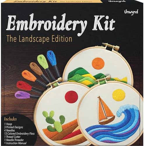Unwynd Embroidery Kit Landscape for Adults and Beginners,Cross Stitch Craft