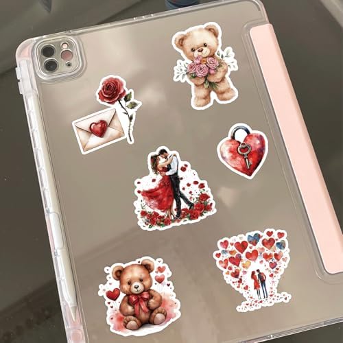 200 Pcs Valentines Day Heart Stickers for Journals Cards Gift Wrapping Scrapbooks DIY Crafts, Heart Stickers,Pink Red Love Theme Premium Craft Supplies