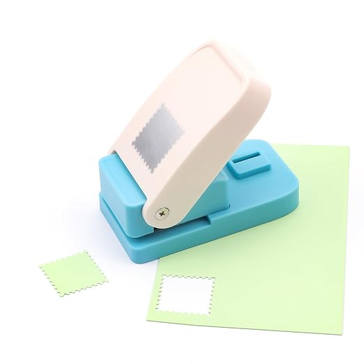 BAOFALI 2PCS Stamp Puncher 1inch Square Postage Stamp Punch |Stamp Hole Puncher| Scalloped Rectangle Lever Action Paper Punches for Crafting Scrapbooking DIY Card Making Arts Crafts Supplies