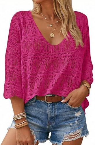 Saodimallsu Womens Crochet Cover Up Sweater Tops