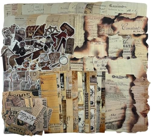 Vintage Aesthetic Scrapbook Supplies Kit with Scrapbook Paper, Stickers, Bookmarks for Scrapbooking, DIY Albums, Junk Journals, Bullet Journals, Dark Academia Aesthetic Decor (Dark3 149 Pcs)