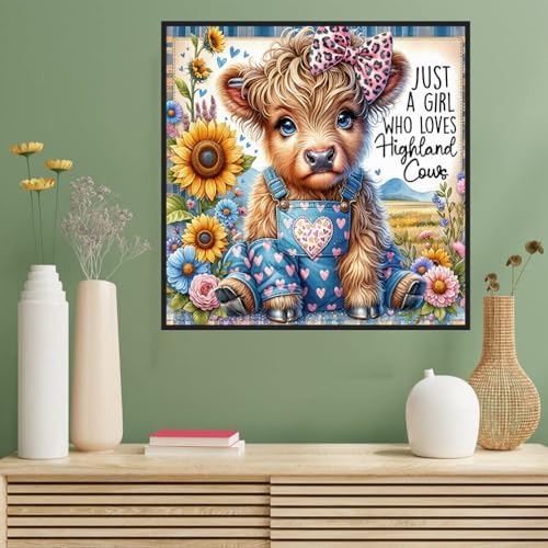 Benjenes Highland Cow Diamond Art Kits for Adults, Cute Diamond Painting