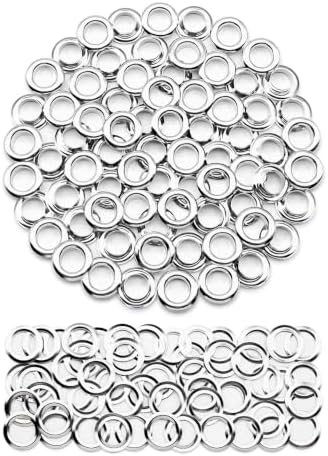 SEMINI 100 Sets 10mm Silver Grommet Eyelet Kit for Fabric Leather Crafts