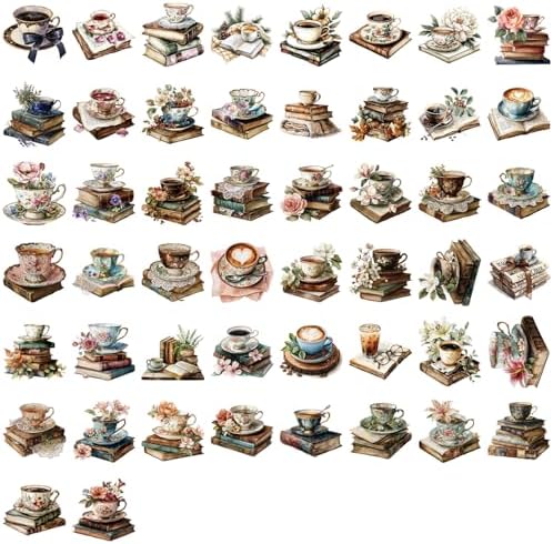 50Pcs Coffee Vintage PET Stickers Pack