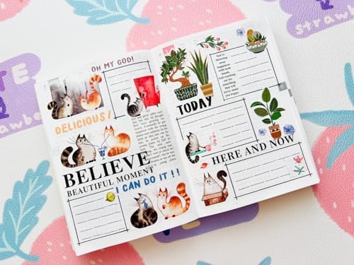 WT Chonky Cat Washi Tape Sticker Set, 4 Rolls, Original Designs, Watercolor Cute Cat Decorative Sticker, Kiss-Cut Craft Sticker, Bujo Planner Supplies, Journals Gifts, DIY Paper Sticker