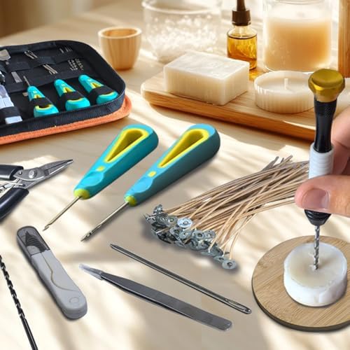 DiaWiew Beginners Candle Making Kit for Adults, Wick Needle for Candle Making for Punching and Inserting Candle Molds Wicks, Candle Making Tools Perfect to Silicone Molds with No Holes for Wicks