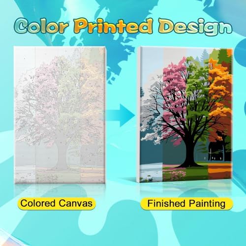 SmartEZ Paint by Numbers Kit for Adults, Four Seasons Tree Paint by Number