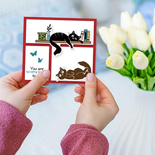 INFUNLY Cat Stamps and Dies for Card Making Cat Clear Stamp and Die Set Metal Cutting Die Silicone Rubber Stamps for DIY Scrapbooking Crafts