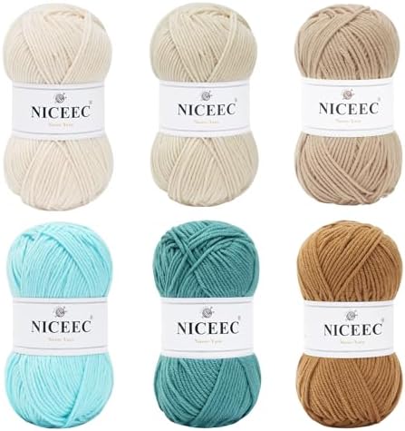 NICEEC 300g Soft Assorted Colors Yarn 100% Acrylic 870yds -Series 16